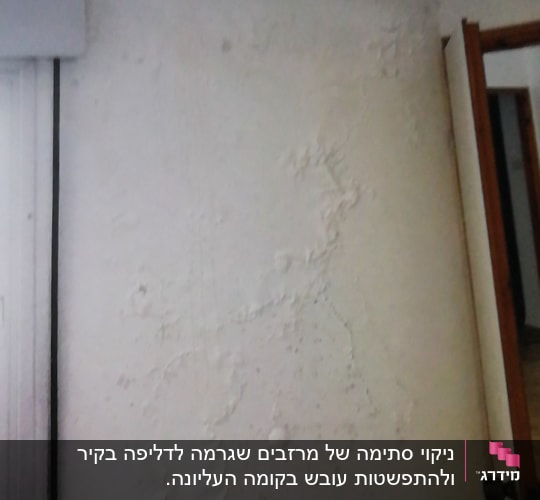 קיר עם סימני רטיבות והתקלפות צבע